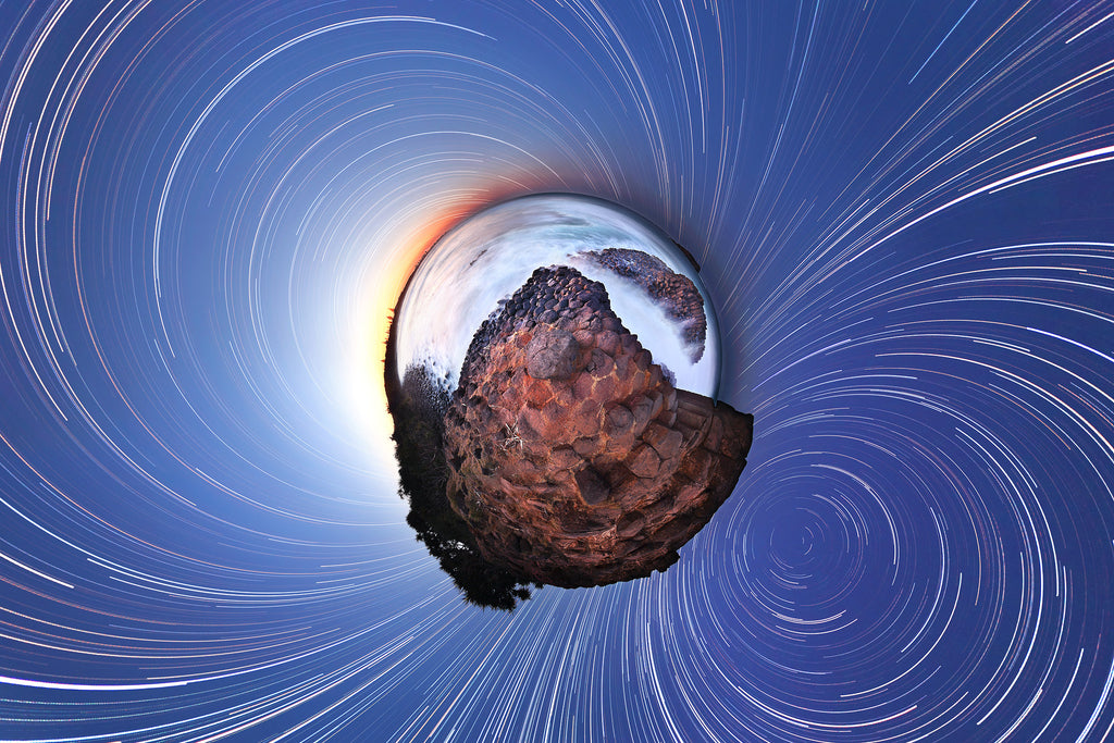 Panoramic Planet of Star Trails from Fingal Head