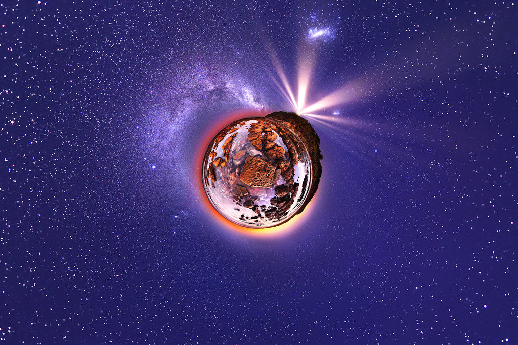 Panoramic Planet of the Milkyway and Norah Head lighthouse